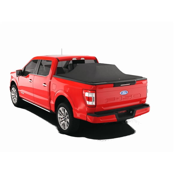 Convient 2021-2023 Ford F-150 Sawtooth Housse Tonneau TF1146-02 Extensible; Crochet et Boucle Enroulables Doux; Non Verrouillable; Noir Mat; Composite Textile; Extensible
