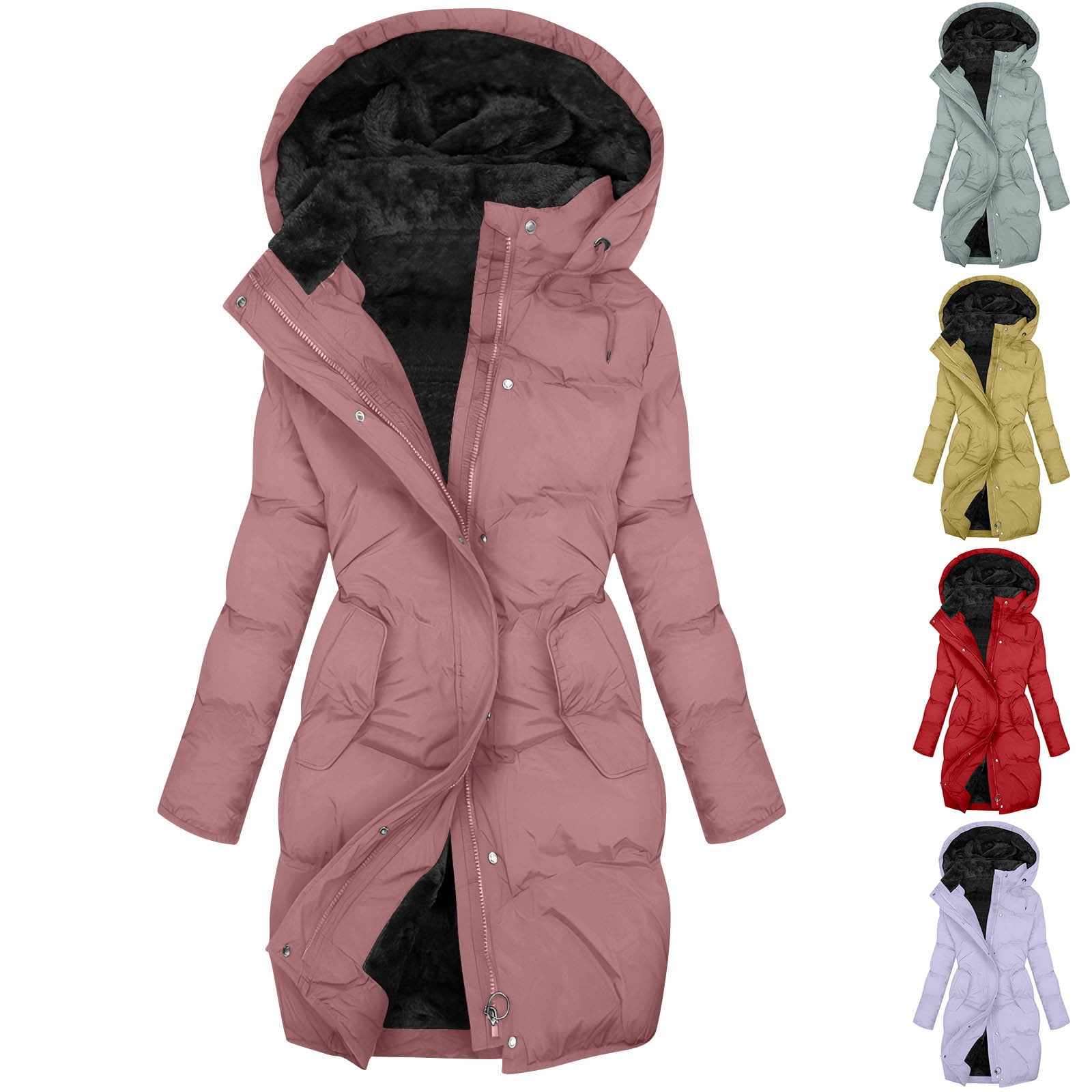 YOIAVAIOY Winter Coats for Women Plus Size Long Water-Resistant Puffer Coat Thicken Warm Zip Up Parka Jackets Outerwear with Hood Khaki XXXXL