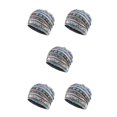 thumbnail image 1 of kurtrusly Tuque Bonnet Hijab Pré-Noué Foulard Turban Coloré Bandeau Réglable Protection des Oreilles Bandeau Accessoires Bonnet Rayé Bleu Ensemble de 5, 1 of 6