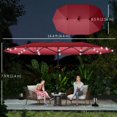 thumbnail image 2 of 173.2" Double-Sided Sun Umbrella Garden Parasol Patio Sun Shade Outdoor with LED Solar Light, No Base Included, Wine Red, 2 of 7