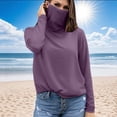 thumbnail image 2 of BiZtdJrK Womens Sun Protection Going Out Shirts with Face Mask Summer Breathable Long Sleeve Sunshirt Rash Guard Beach Tops Purple L Ropa de Verano Para Mujer, 2 of 7