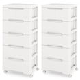 thumbnail image 1 of Costway 2 Pcs Chariot de Rangement Roulant en Plastique à 6 Tiroirs avec 4 Roues Universelles Commode Armoire, 1 of 9