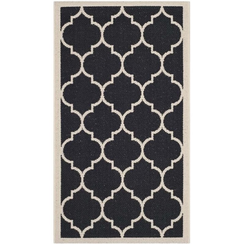 Safavieh Courtyard Polypropylene Accent Rug CY6914-266-2 in Black and Beige