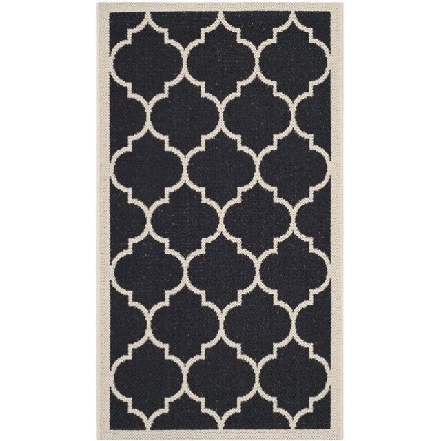 Safavieh Courtyard Polypropylene Accent Rug CY6914-266-2 in Black and Beige