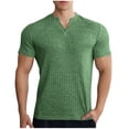 thumbnail image 1 of Men's Muscle T Shirts Stretch Short Sleeve V Neck Bodybuilding Workout Tee Shirts Slim Fit Ribbed Knit Shirt, 1 of 4