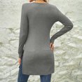 thumbnail image 3 of SROBPTY Longues Chemises à Manches pour Femmes, Mode Féminine Manches Longues Col Rond Taille Cintrée Gris, m, 3 of 4