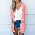 thumbnail image 4 of Womens Soft Button Down Cardigan Long Sleeve Light Weight Shirts Jacket Comfy Loose Fall Lounge Wear Tops Watermelon Red, L, 4 of 7
