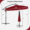thumbnail image 3 of Costway Parasol Suspendu Déporté de 10 Pi pour Patio avec Housse Rouge, 3 of 10
