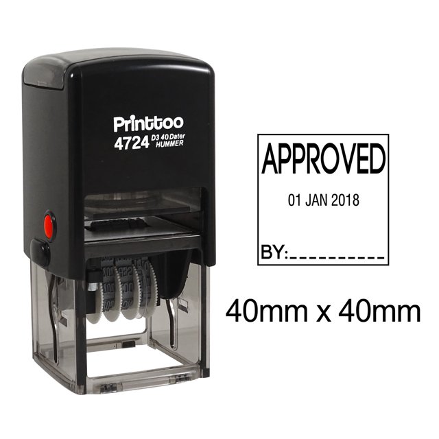 Printtoo Dater Stamp Self Inking With Approved By Text Office Stationery Date Rubber Stamp-Black