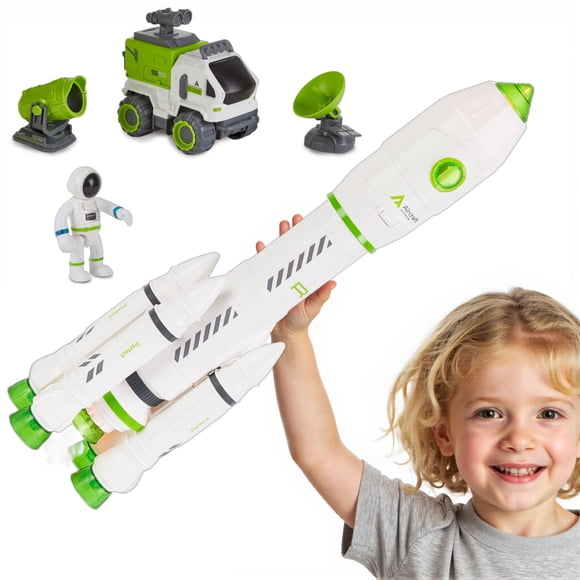 Lilian&Gema Space Rocket Toys for Kids, Spaceship Toys with Rocket Ship, Astronaut and Space Rover, Rocket Ship Toys with Light & Sound, Gift for Boys Girls 2 3 4 5 Years Old