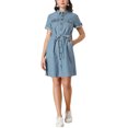 thumbnail image 1 of INSPIRE CHIC Robe d'Été Décontractée pour Femme à Boutons devant à Manches Courtes TP Bleu, 1 of 7