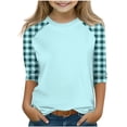 thumbnail image 1 of SERTG T-Shirt Mode Enfant Col Rond Manches 3/4 Imprimé Col Rond pour Été et Printemps 4-15 Ans (Bleu Clair1,5 Ans), 1 of 7