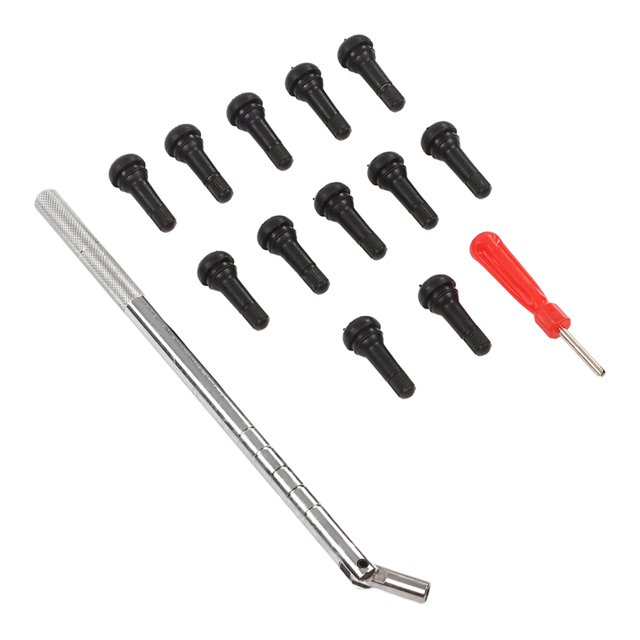 14 Pièces Kit d'Installation de Tige de Soupape de Pneu, Remplacement de Kit de Démontage de Tige de Soupape de Pneu à une Seule Tête pour Vélos RVs Voitures Électriques