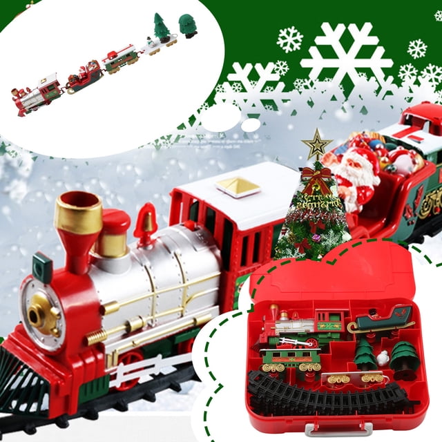 Dvkptbk Christmas Train Set, Electric Train Set Classical Train Toys, Battery-Powered Locomotive Engine with Sounds and Lights, Christmas Gifts Toy Train for 3+