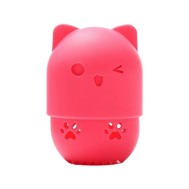 Lavable Réutilisable Forme de Chat Maquillage Éponge Titulaire Cosmétique Éponge Séchage Titulaire Rack Silicone Voyage Cas