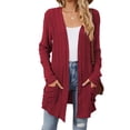 thumbnail image 2 of Gubotare Cardigans pour Femmes Légers à devant Ouvert Cardigans Décontractés Amples Chandail d'Automne 2025 avec Poches (Vin,G), 2 of 7