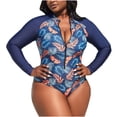 thumbnail image 4 of Aboser Women's Plus Size UPF 50+ Rashguard One Piece Long Sleeve Swimsuit Zipper High Cut Surfing Swimwear Modest Tummy Control Rash Guard, 4 of 8