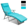 thumbnail image 3 of Costway Chaise Longue Pliante d'Extérieur avec Coussin Turquoise, 3 of 10