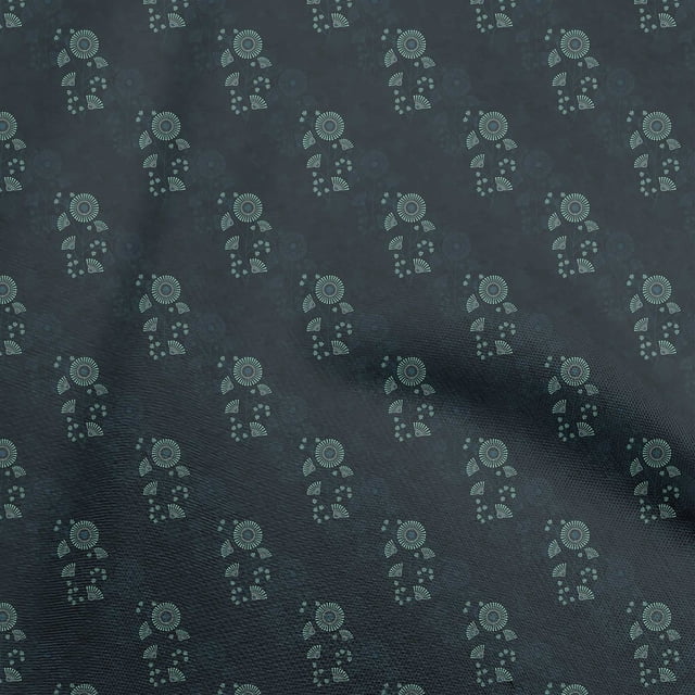 oneOone Rayon Turquoise Green Fabric Floral Sewing Material Print Fabric By The Yard 56 Inch Wide