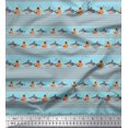 thumbnail image 1 of Soimoi Poly Georgette Fabric Stripe & Shark Fish Kids Print Sewing Fabric Yard 42 Inch Wide, 1 of 3