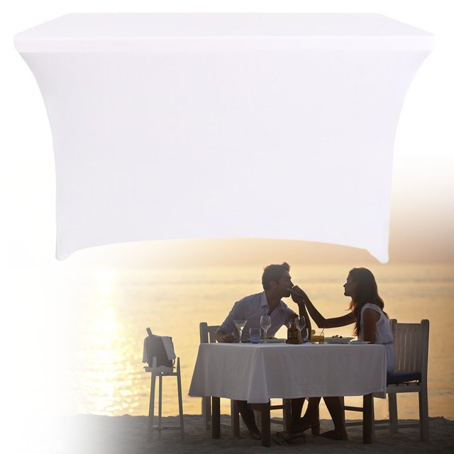 Spandex Table Cover For 6 Foot Rectangle Tables 6 Pack Tablecloth Elastic 6ft Folding Tablecloths For Vendor Booth Display Banquet Buffet Event Craft