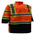thumbnail image 1 of RK Sécurité RC-CLA3-TOR88 Classe 3 Imperméable Réfléchissant Haute Visibilité Bas Noir Long Manteau de Pluie (2TG Orange)..., 1 of 4