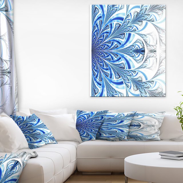 Fleur Fractale en Bleu Doux Art Numérique - Impression sur Toile Florale