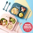 thumbnail image 2 of Dinosaur Dinnerware Set for Kids Wheat Stalk Cartoon Dinner Plate Child Dishes 4-Piece Set,Pink, 2 of 6