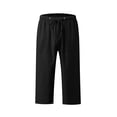 thumbnail image 4 of Kaemgyyd Womens Plus Size Capris Lounge Drawstring Cotton Linen Bermuda Shorts Flowy Wide Leg Beach Vaction Cropped Trousers, 4 of 6