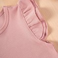 thumbnail image 4 of Mgmyaa Girls Summer Sets Crew Neck Solid Color Ribbed Flutter Sleeve Short Sleeve Blouses and Elastic Waist Shorts Two-Piece Set 1-6 Years, 4 of 8