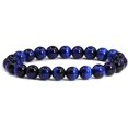 thumbnail image 1 of Bracelet Extensible Unisexe en Perles Rondes 8 mm en Oeil de Tigre Bleu Teint, 1 of 2