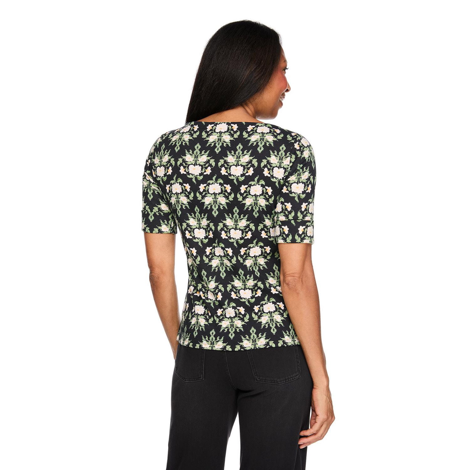 Karen Scott Women's Boat-Neck Printed Top