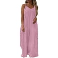 thumbnail image 1 of Wlynlyn Plus Size Jumpsuits for Women Sleeveless Rompers V Neck Baggy Wide Leg Trousers Overalls Size L, 1 of 7