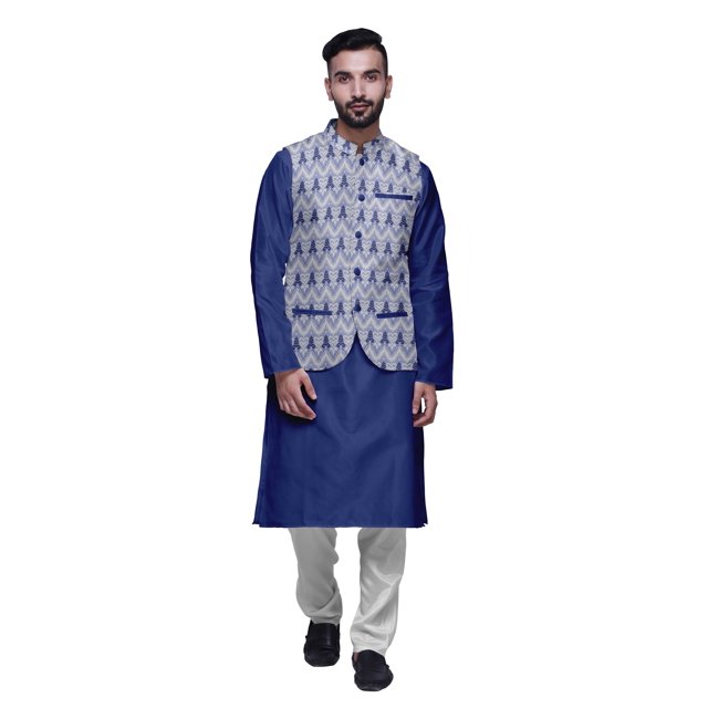 Atasi Indian Traditional Kurta Churidar Pajama Set With Nehru Jacket For Men
