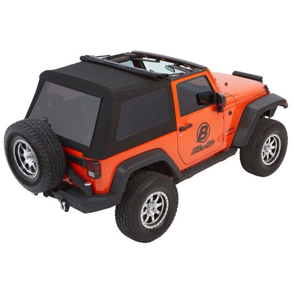 Bestop 54922-35 Soft Top Trektop⢠Glide Black Diamond; Fabric; With Door Surrounds; With Tinted Vinyl Windows; With Sunroof; Includes Hardware