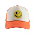 thumbnail image 2 of Gravity Threads Smile Face Embroidery Adjustable Trucker Hat - Smile - White/Neon Orange, 2 of 2