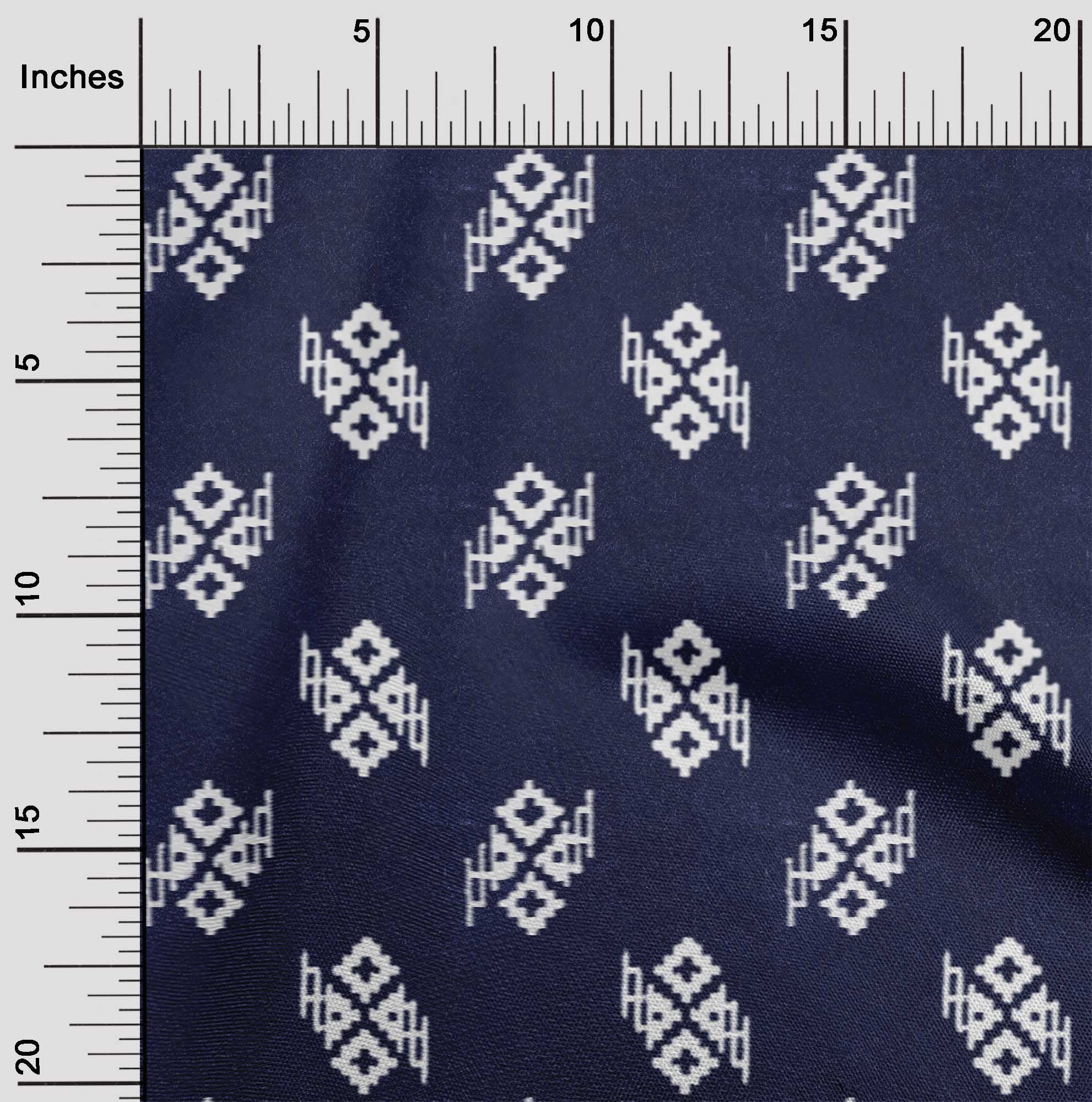 oneOone Cotton Flex Fabric Geometric Kasuri Print Fabric By The Yard 40 Inch Wide