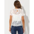 thumbnail image 4 of INSPIRE CHIC Haut en Dentelle Florale Semi-Transparente à Bord Festonné pour Femme, 4 of 7