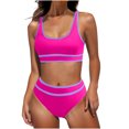 thumbnail image 1 of FAIWAD Womens 2 Piece Swimsuits Sports Color Block Bikini Sets Removable Bra Pad Full Coverage Bathing Suits for Girls, 1 of 5