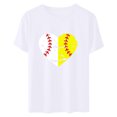 thumbnail image 4 of EQWLJWE Hauts d'Été pour Femmes Hauts pour Femmes Liquidation Mode Féminine d'Été Col Rond Loisirs Manches Courtes Hauts Imprimés Baseball, 4 of 5