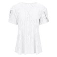 thumbnail image 3 of Liquidation! Hauts Grande Taille pour Femmes, Blouse à Manches Courtes d'Été pour Femmes, Mode Décontractée à Manches Courtes Unie Col en V Blouse, 3 of 4
