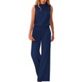 thumbnail image 1 of TrendOFT Combinaisons Habillées pour Femmes Mode Été Coupe Ample Sans Manches Col Rond Combinaisons une Pièce Bleu TG, 1 of 4
