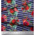 thumbnail image 2 of Soimoi Tissu Poly Georgette Feuilles et Imprimés de Fleurs de Rose au Mètre 52 Pouces de Large, 2 of 3