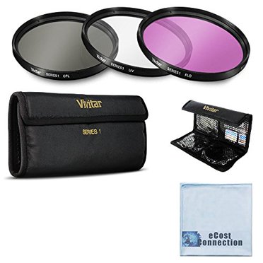 Vivitar Ensemble de 3 Filtres UV / CPL / FLD 52 mm pour Appareils Photo Nikon + Chiffon en Microfibre eCostConnection