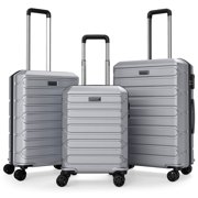 Costway 3-Piece Hardside Luggage Set (20/24/28 Inch) with 8-Spinner Wheels, 3-Digital Lock Gray