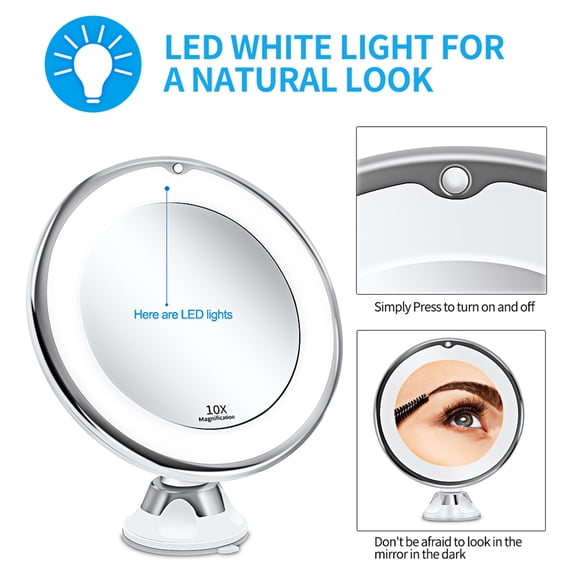 10x Magnifying Makeup Mirror Led Lighted Cosmetic Mirrors 10X Magnifying Makeup Mirror With Lights Portable LED Lighted Cosmetic Mirrors For Home Tabletop Bathroom
