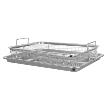 KAKOWELY 2 Pcs Plateau Croustillant pour Cuisson au Four en Acier Inoxydable Argenté pour Cuisiniers à Domicile