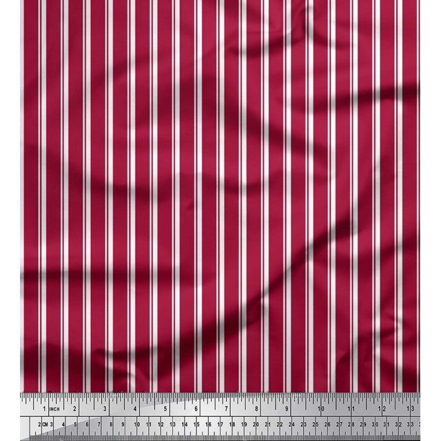 Soimoi Polyester Crepe Fabric Striped Stripe Print Fabric by The Yard 52 Inch Wide