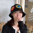 thumbnail image 2 of LinYooLi Female Handmade Flower Knitted Fisherman Hat Women Crochet Color Matching Bucket Cap Autumn Winter Ladies Warm Wool Panama Caps, 2 of 6
