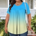 thumbnail image 1 of FcBaudy Hauts pour Femmes, Chemisiers et Chemises à Manches Courtes à Col Rond Mode T-Shirt Imprimé pour Femmes Grande Taille à Manches Courtes à Col Rond Blouse Plissée Ample Décontractée et Confortable Hauts Femmes Hauts en Polyester, 1 of 5